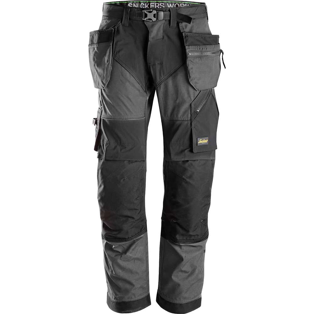 Snickers 6902 Flexiwork Work Holster Pocket Trousers Grey / Black 34