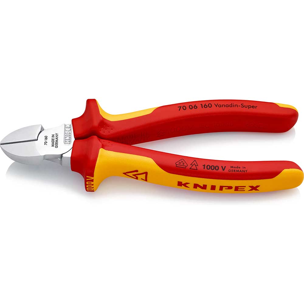 Photo of Knipex 70 06 Vde Insulated Diagonal Cutting Pliers 160mm