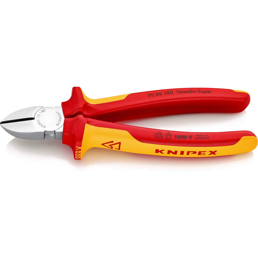 Photo of Knipex 70 06 Vde Insulated Diagonal Cutting Pliers 180mm