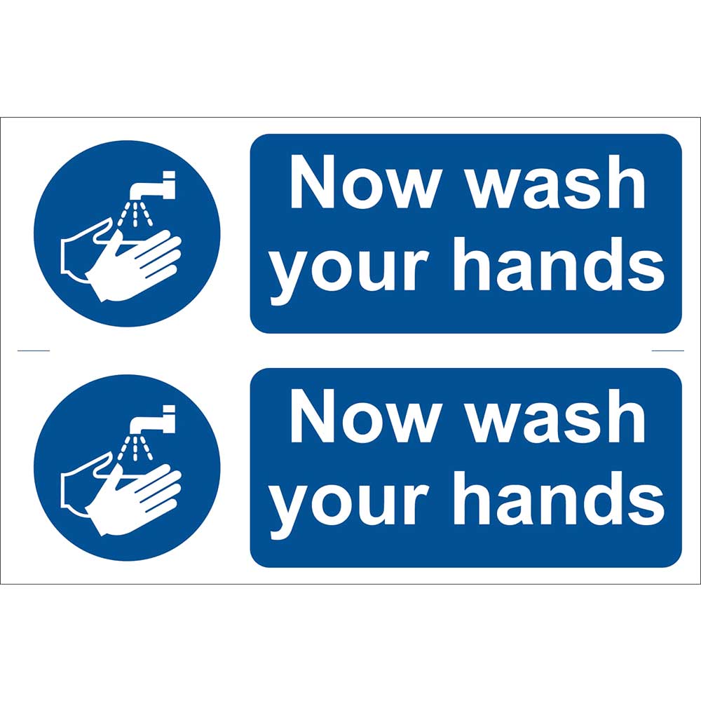 Photo of Draper Now Wash Your Hands Sign Pack Of 2 300mm 100mm Standard