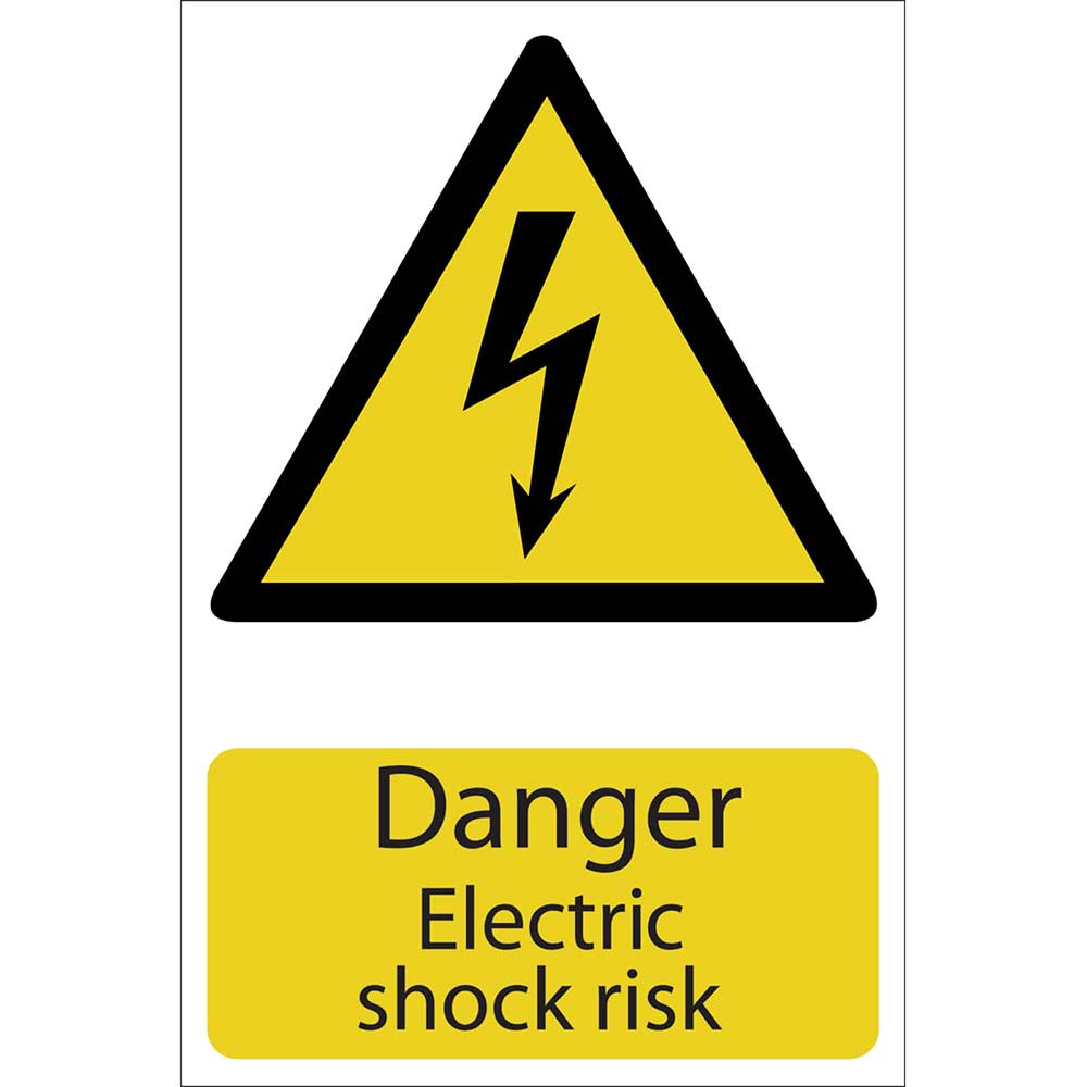 Photo of Draper Danger Electric Shock Risk Sign 200mm 300mm Standard