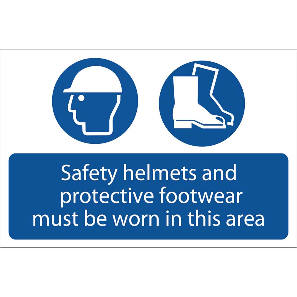 Photo of Draper Safety Helmets And Protective Footwear Must Be Worn Sign 600mm 400mm Standard