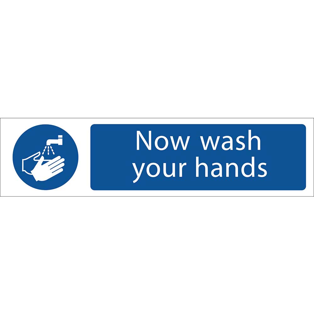 Photo of Draper Now Wash Your Hands Sign 200mm 50mm Standard