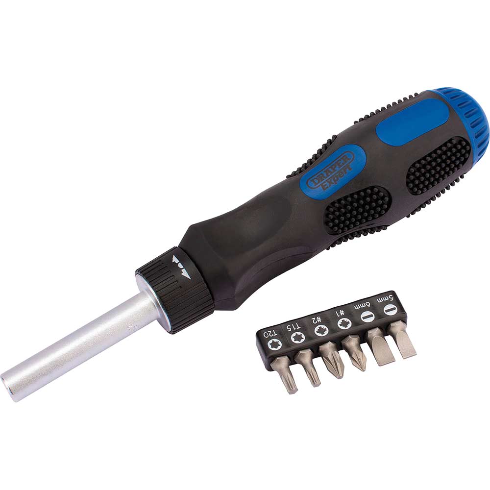 Draper Expert 7 Piece Ratchet Screwdriver with 6 Bits Ratchet Screwdrivers