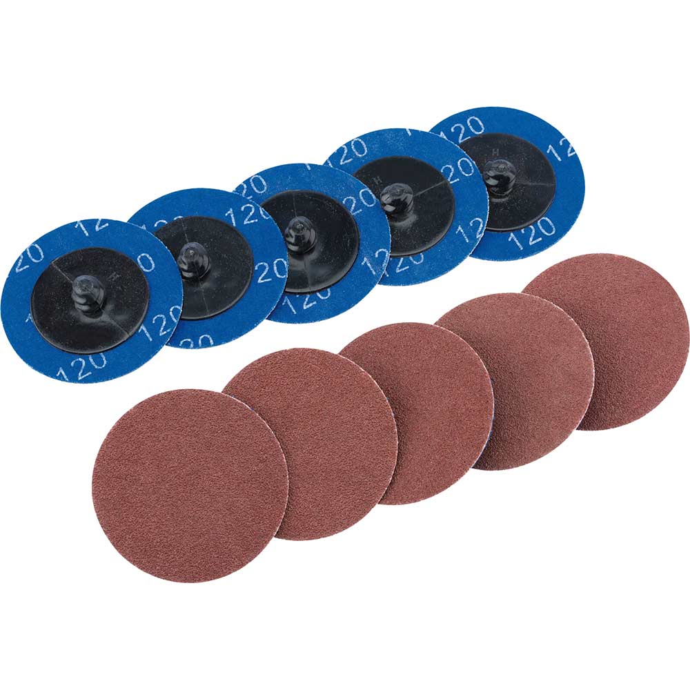 Photo of Draper 50mm Diameter Aluminium Oxide Sanding Disc 50mm 120g Pack Of 10