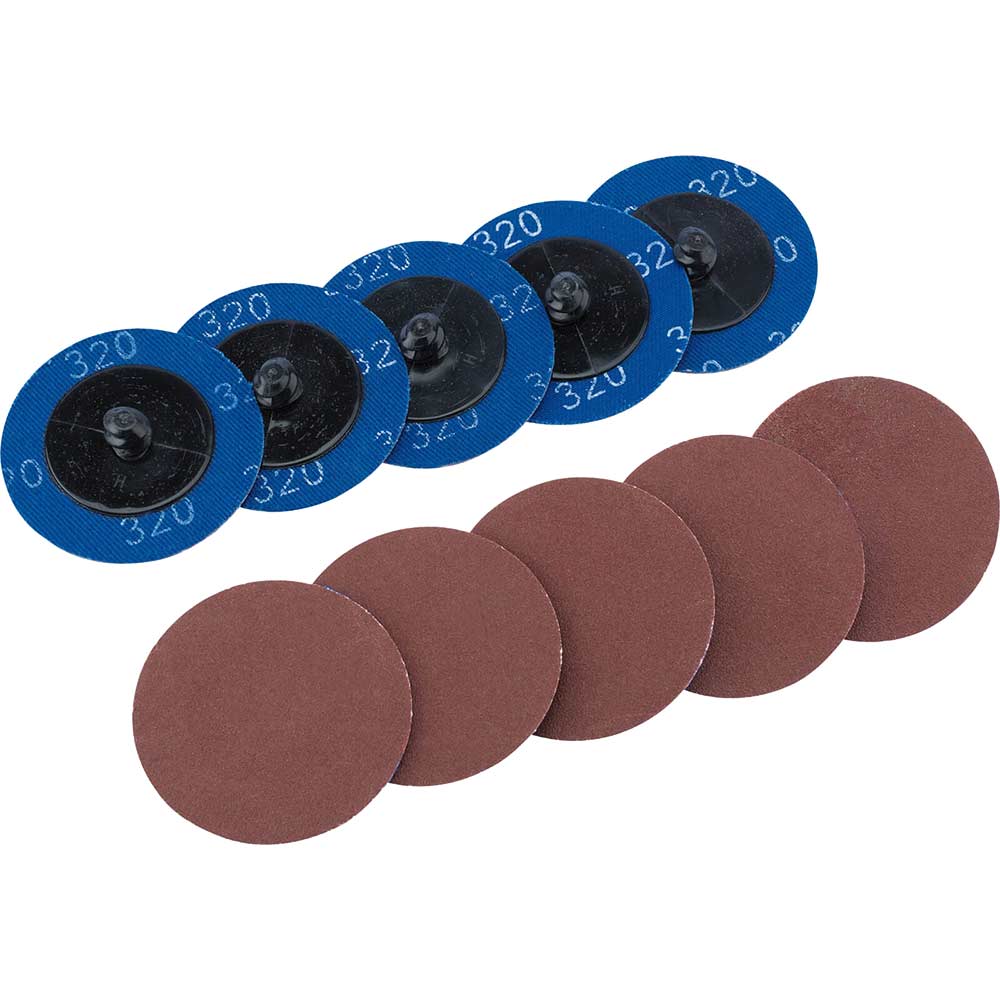 Photo of Draper 50mm Diameter Aluminium Oxide Sanding Disc 50mm 320g Pack Of 10