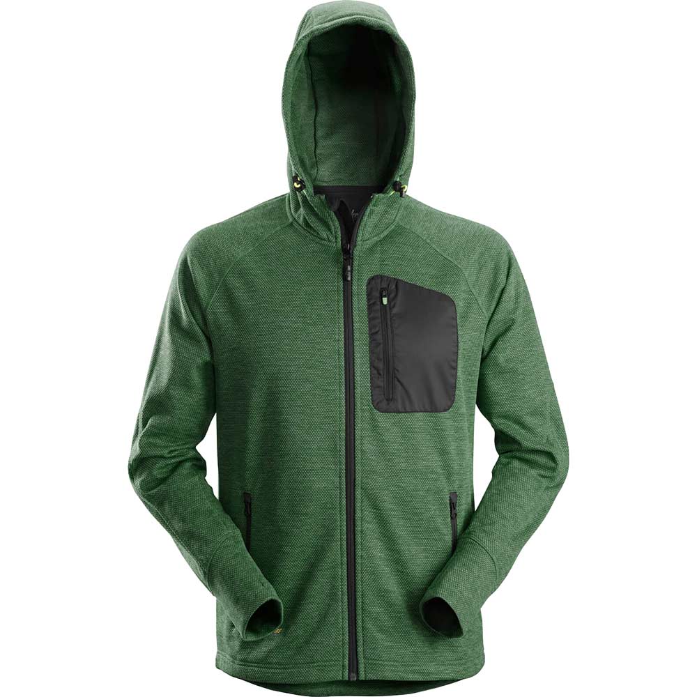 Image of Snickers 8041 Flexi Work Fleece Hoodie Forset Green / Black XS