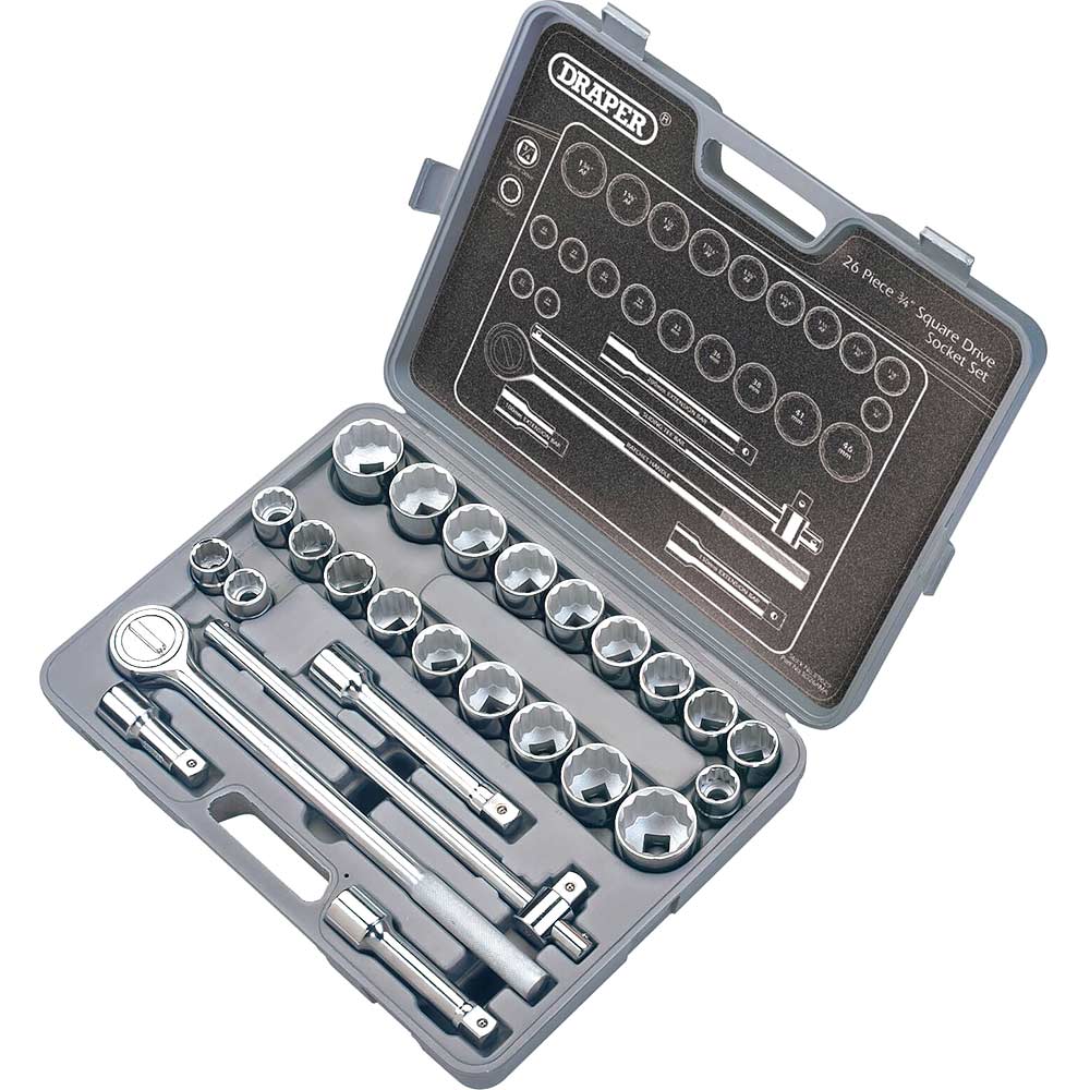 Draper Silverdrive 26 Piece 3/4" Drive Bi Hexagon Socket Set Socket Sets