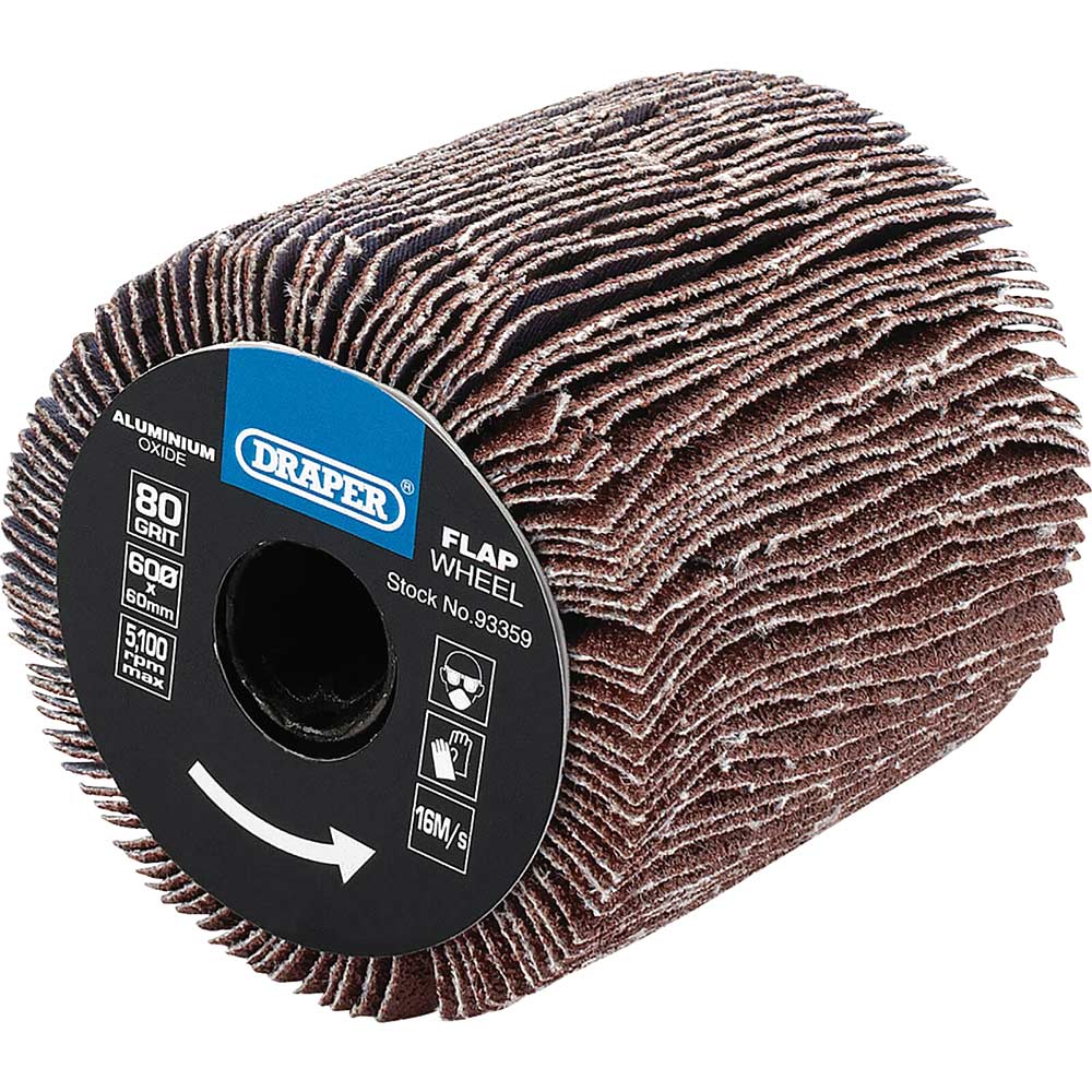 Photo of Draper Sanding Roller Flap Wheel 60mm 60mm 80g