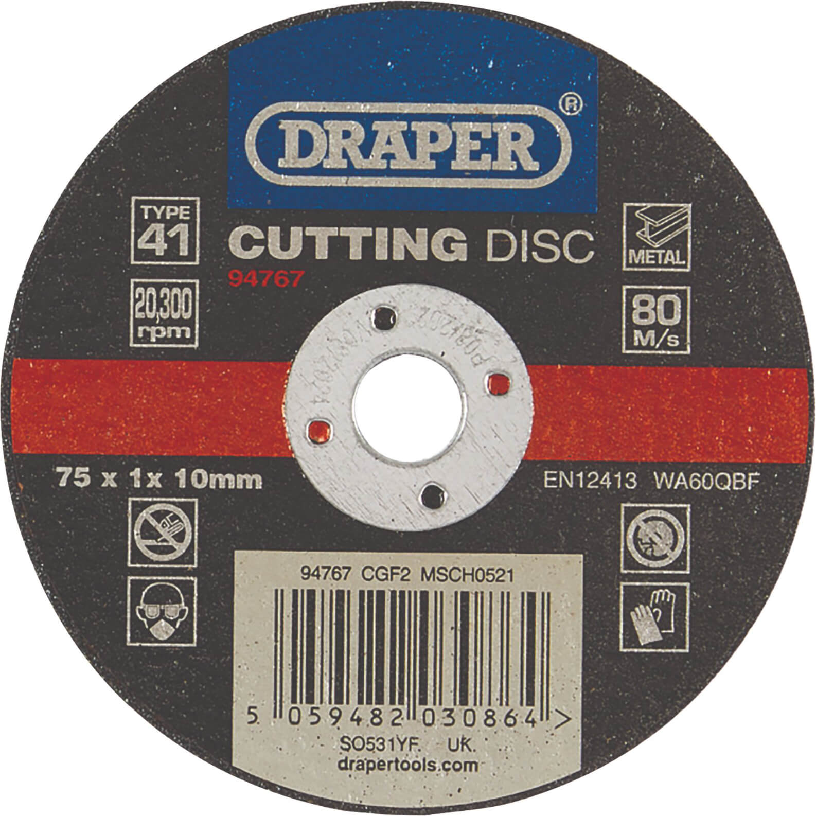 Draper Metal Cutting Disc 75mm 1mm 10mm
