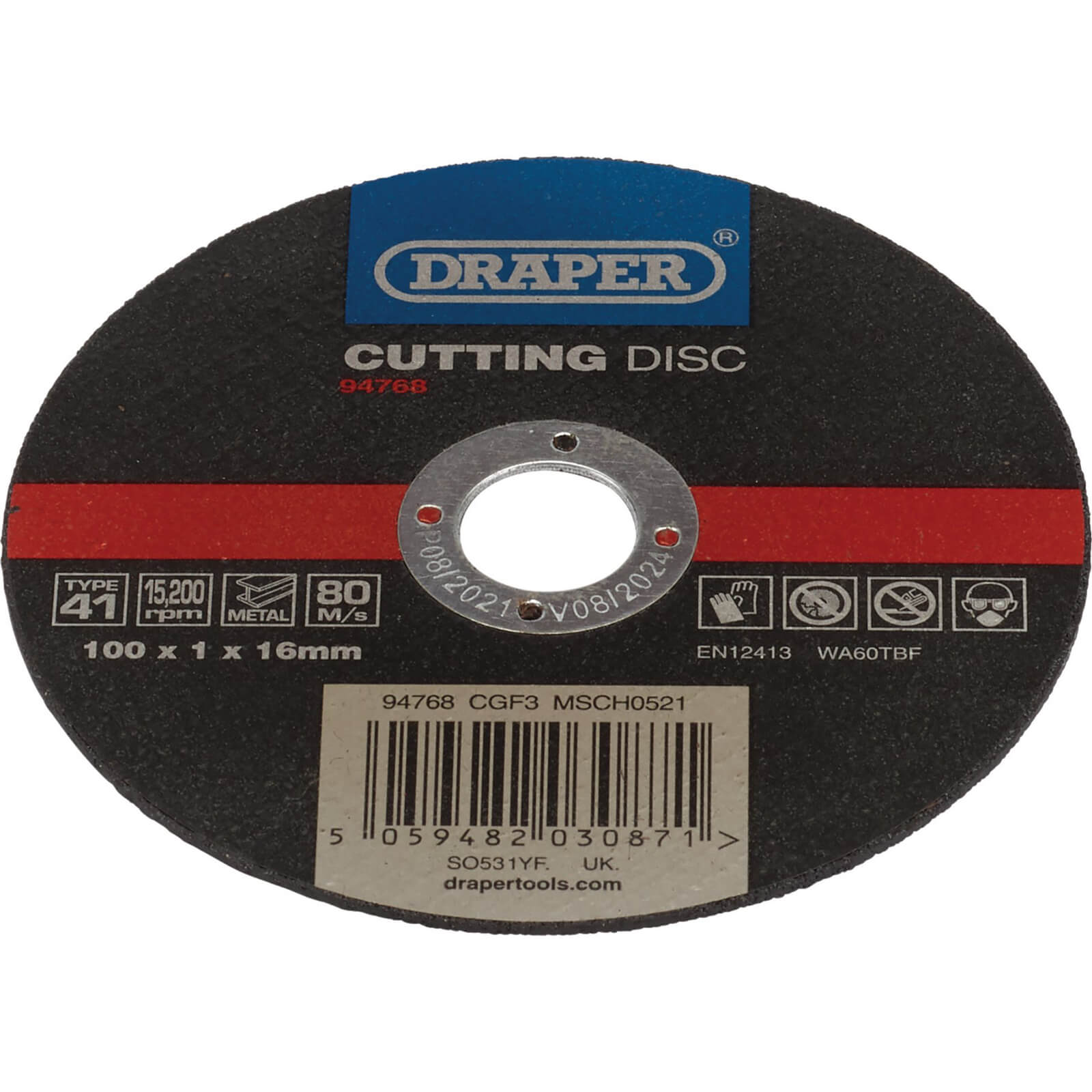 Draper Metal Cutting Disc 100mm 1mm 16mm