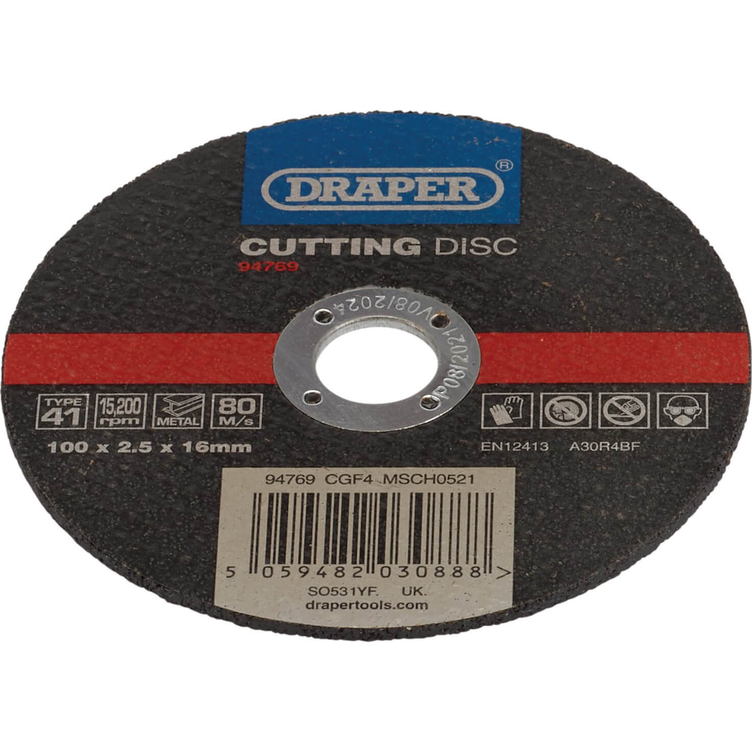 Draper Metal Cutting Disc 100mm 2.5mm 16mm