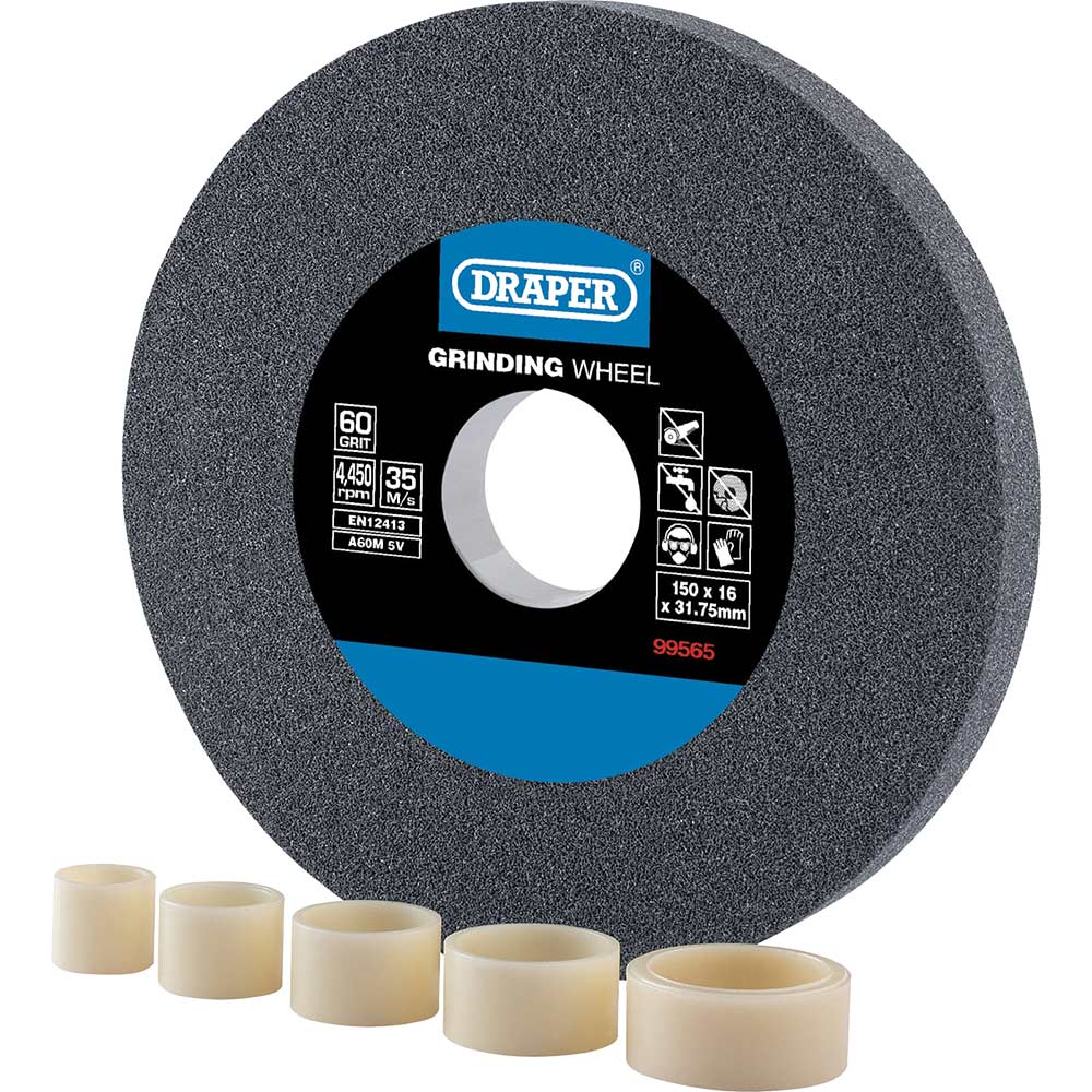 Photo of Draper Aluminium Oxide Bench Grinding Wheel 150mm 16mm 60g