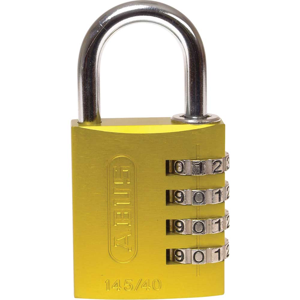 Photo of Abus 145 Series Aluminium Combination Padlock 40mm Yellow Standard