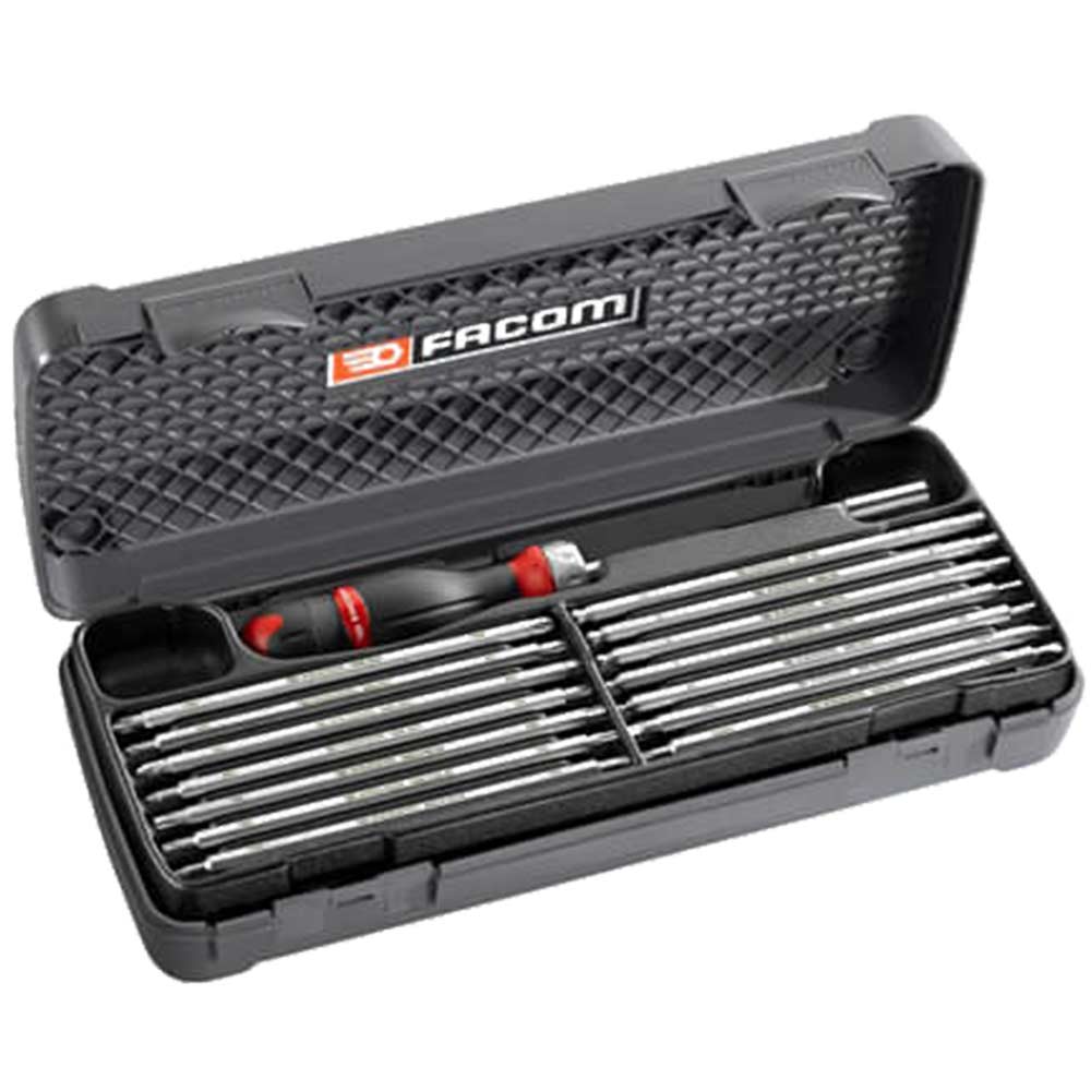 Image of Facom ACL.2A15 3 in 1 Ratcheting Screwdriver 14 Long Double End Blades