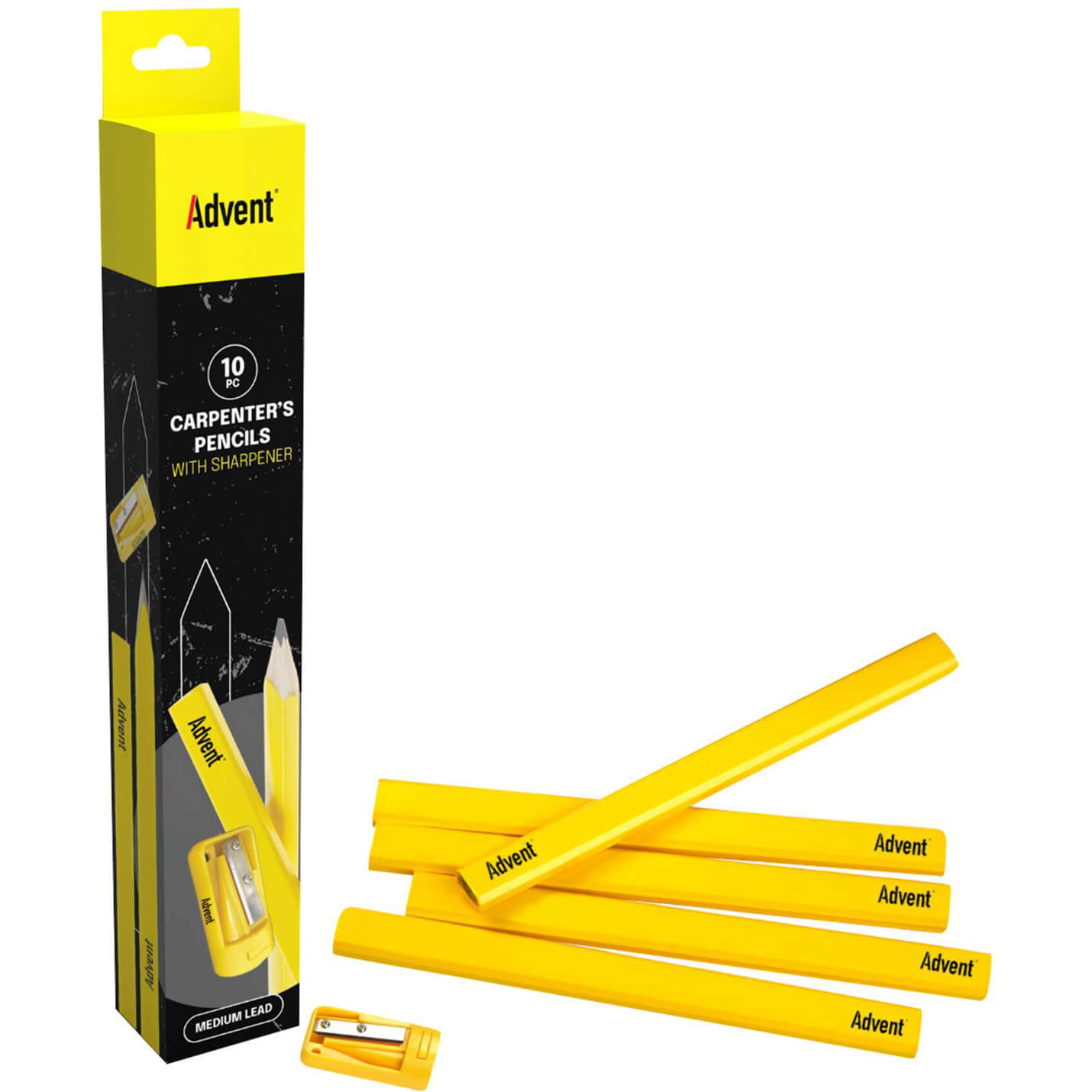 Image of Advent Carpenter Pencils + Sharpener Pack of 10