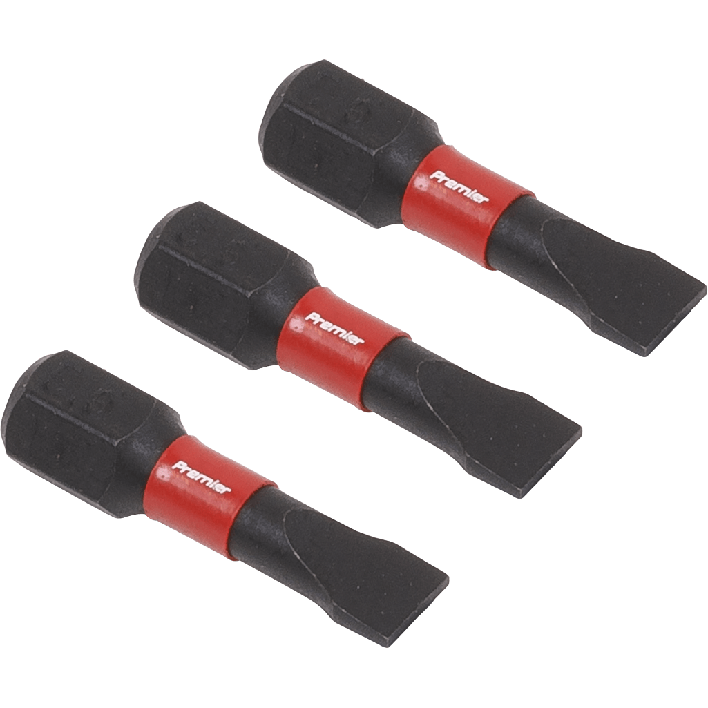 Sealey Impact Power Tool Slotted Screwdriver Bits 5.5mm 25mm Pack of 3