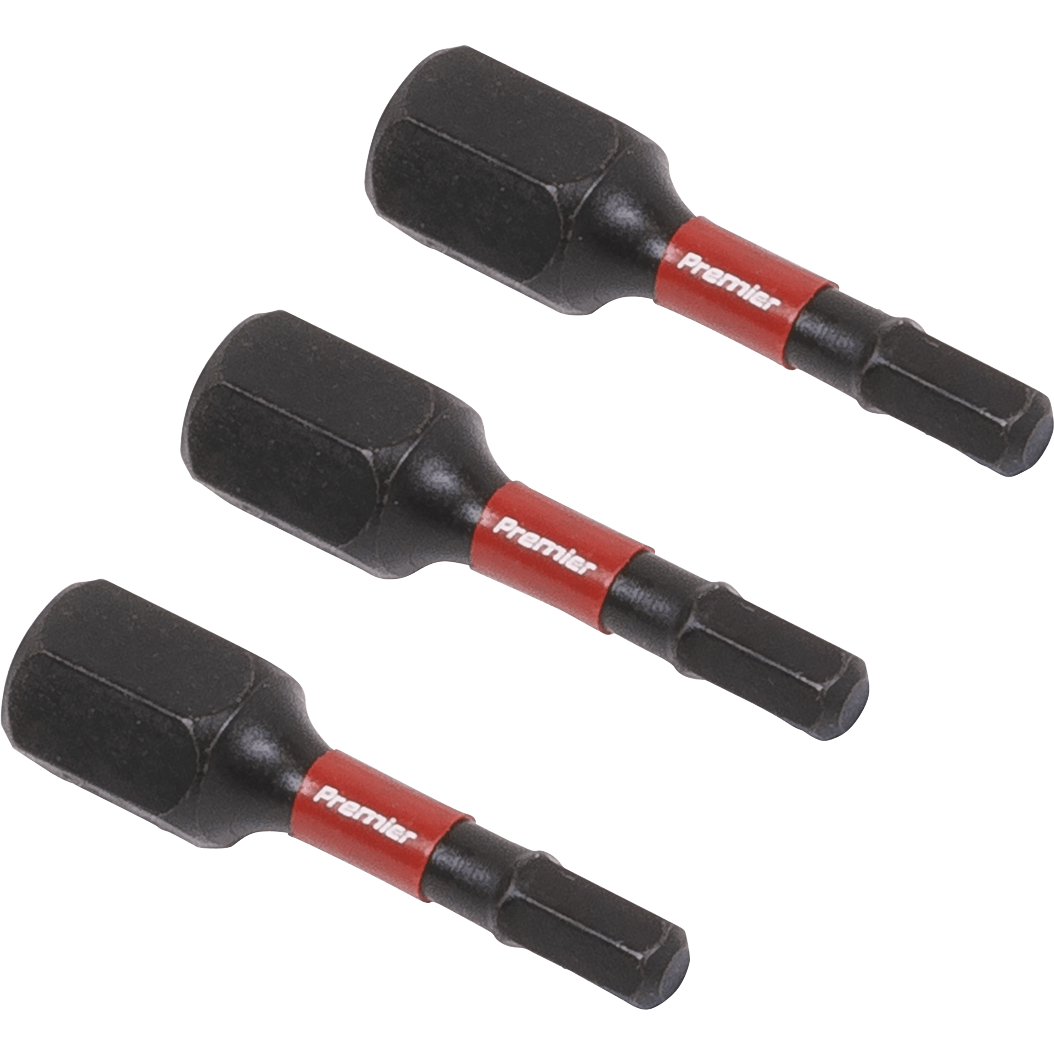 Sealey Impact Power Tool Hexagon Screwdriver Bits Hex 3mm 25mm Pack of 3