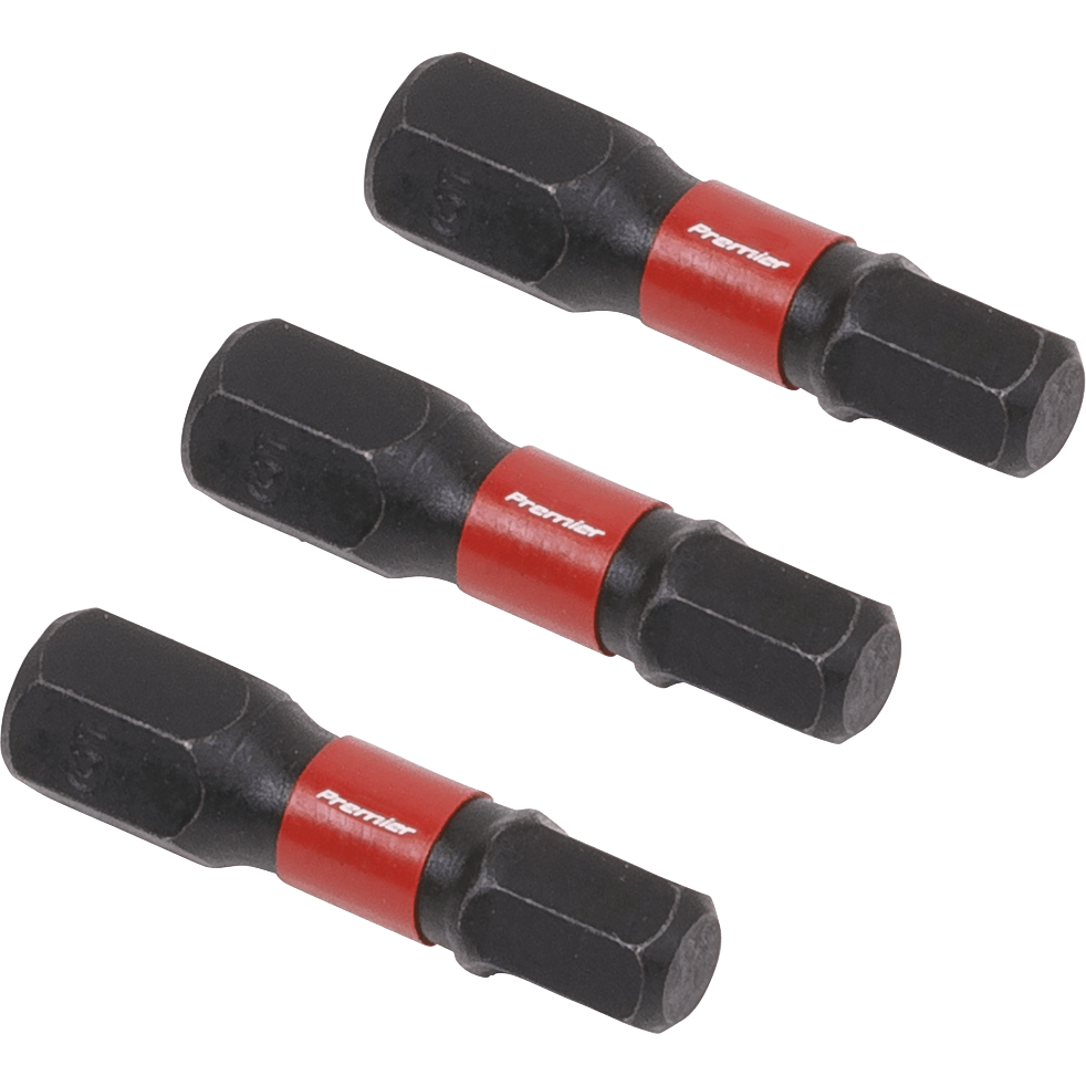Sealey Impact Power Tool Hexagon Screwdriver Bits Hex 5mm 25mm Pack of 3