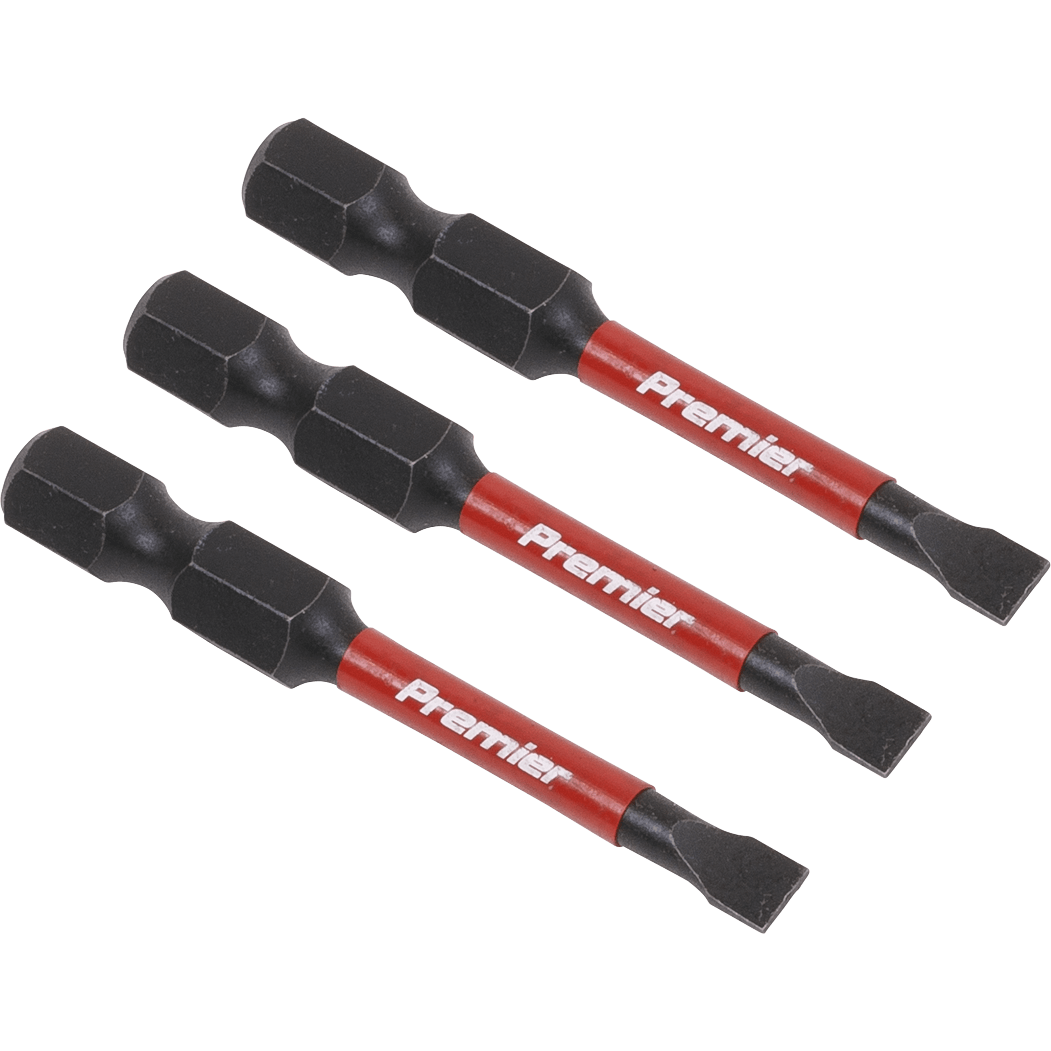 Sealey Impact Power Tool Slotted Screwdriver Bits 4.5mm 50mm Pack of 3