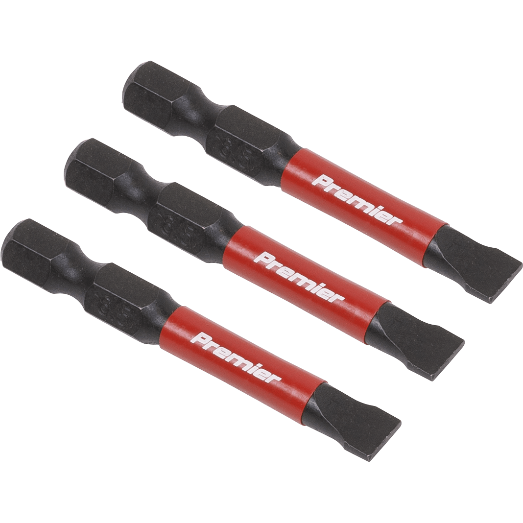 Sealey Impact Power Tool Slotted Screwdriver Bits 6.5mm 50mm Pack of 3