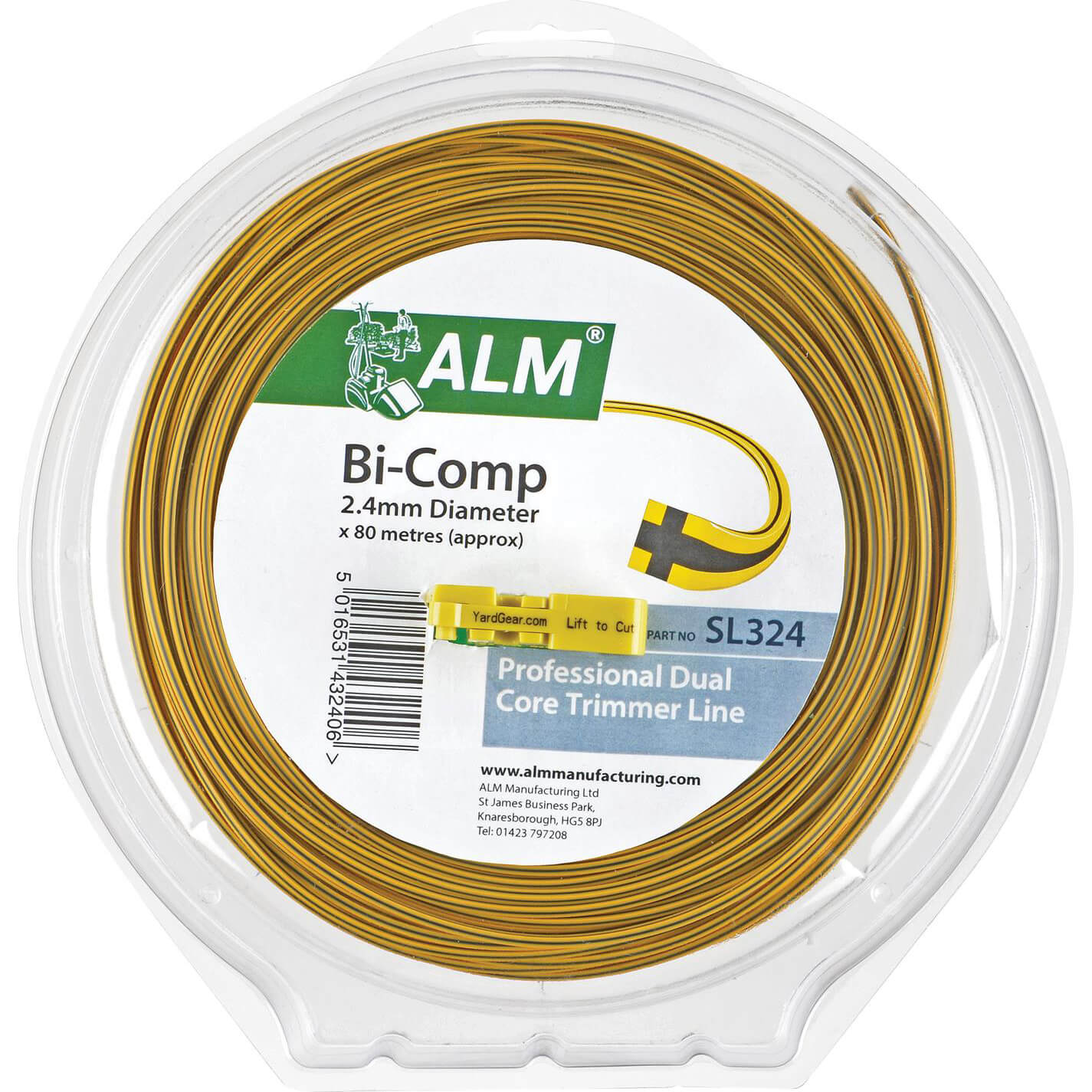 ALM SL324 Replacement Bi-Component Square Grass Trimmer Line 2.4mm x 80m for All Medium Duty Petrol Grass Trimmers using 2.4mm Line Pack of 1