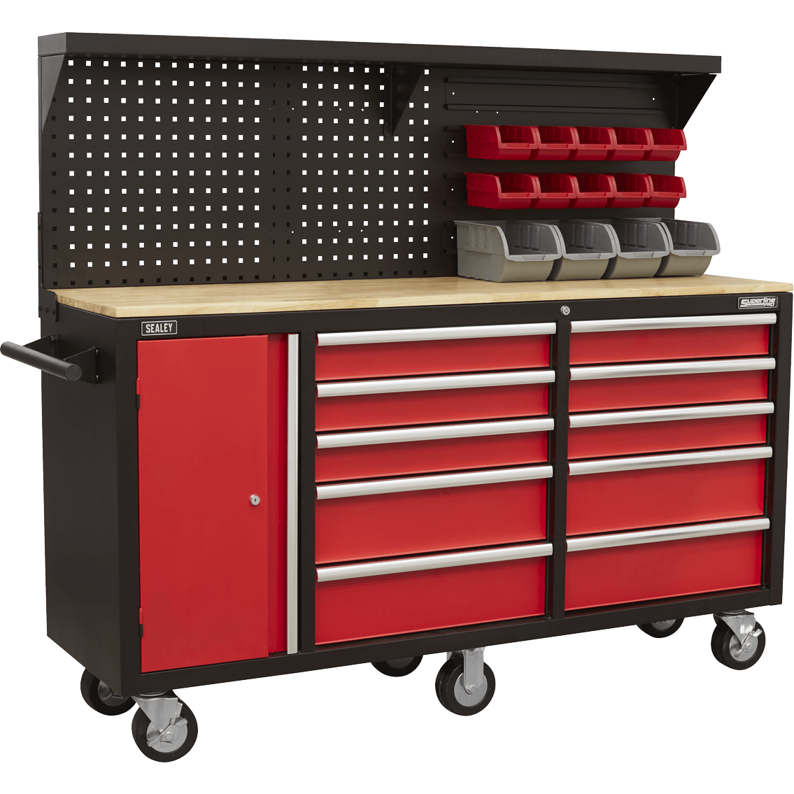 Sealey 10 Drawer Mobile Workstation and Pegboard Panel 1.6m