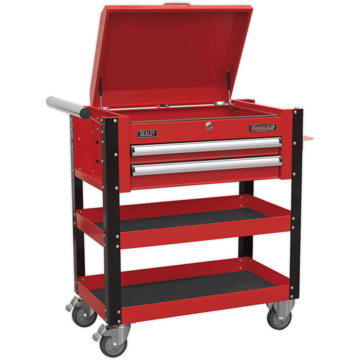 Sealey 2 Drawer Heavy Duty Mobile Tool and Parts Trolley Red