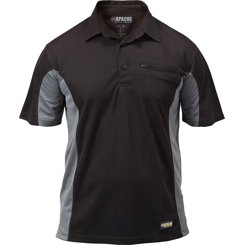 Photo of Apache Mens Dry Max Polo Shirt Black / Grey 2xl