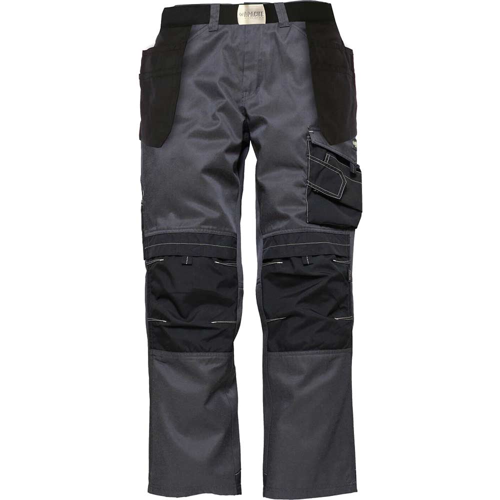 Image of Apache Mens Pro Twill Trousers Black / Grey 30" 31"