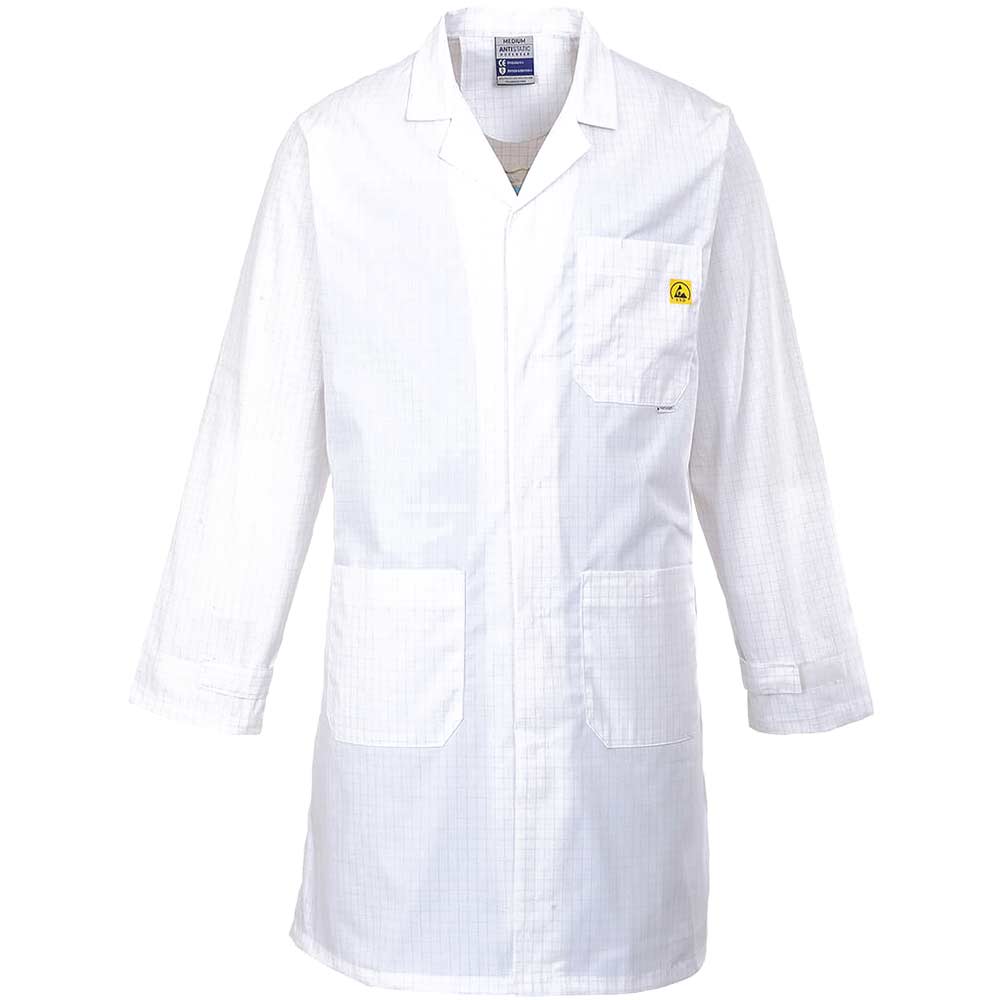 Image of Portwest Anti Static ESD Coat White XS