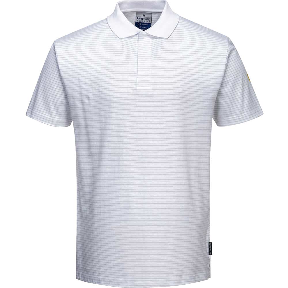 Photo of Portwest Mens Anti Static Esd Polo Shirt White L