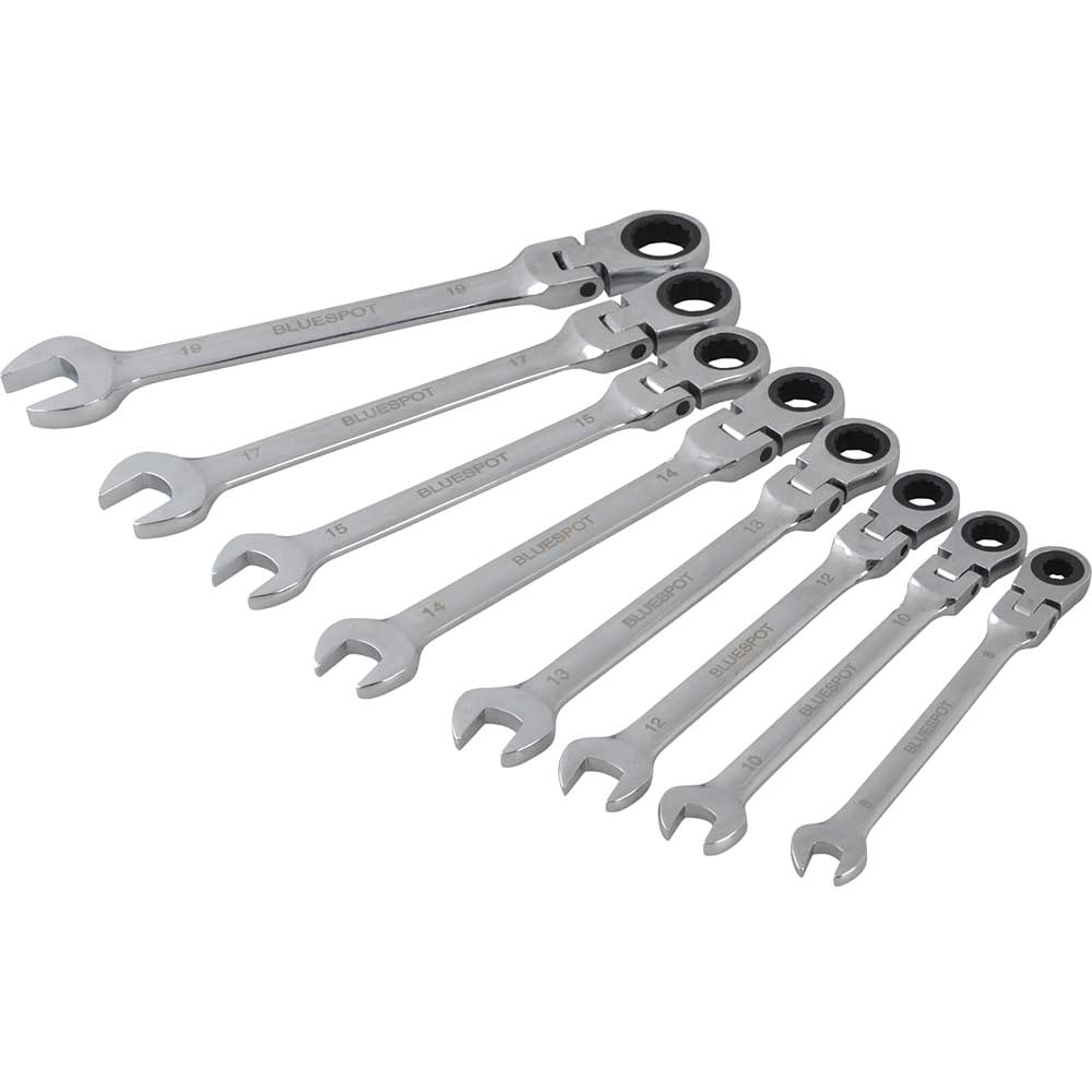 Photo of Bluespot 8 Piece Flexible Ratchet Spanner Set Metric