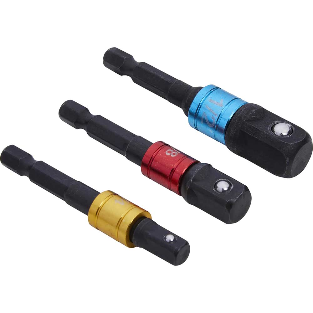 BlueSpot 3 Piece Colour Coded 1/4" Hex Impact Socket Adaptor Set