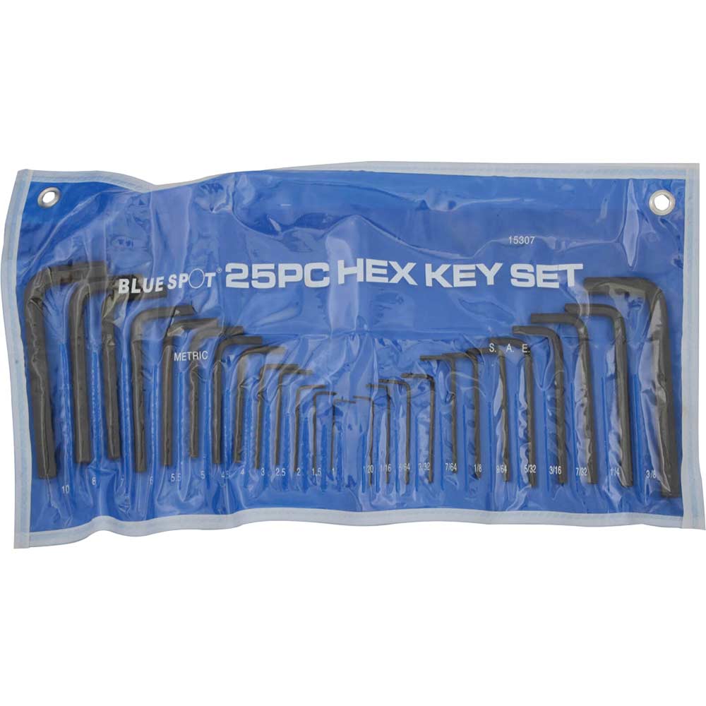 BlueSpot 25 Piece Hexagon Allen Key Pouch Set Metric and Imperial