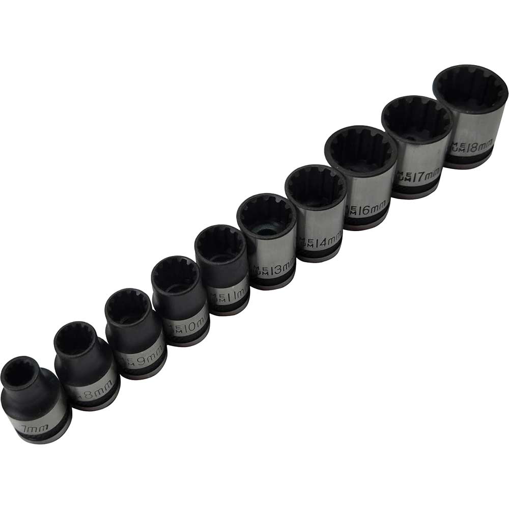 Image of BlueSpot 10 Piece 3/8" Drive Spline Socket Set 3/8"