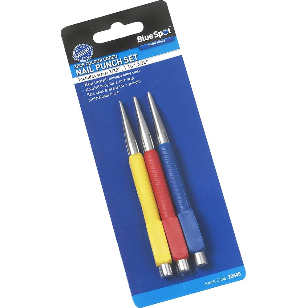 Image of BlueSpot 3 Piece Nail Punch Set