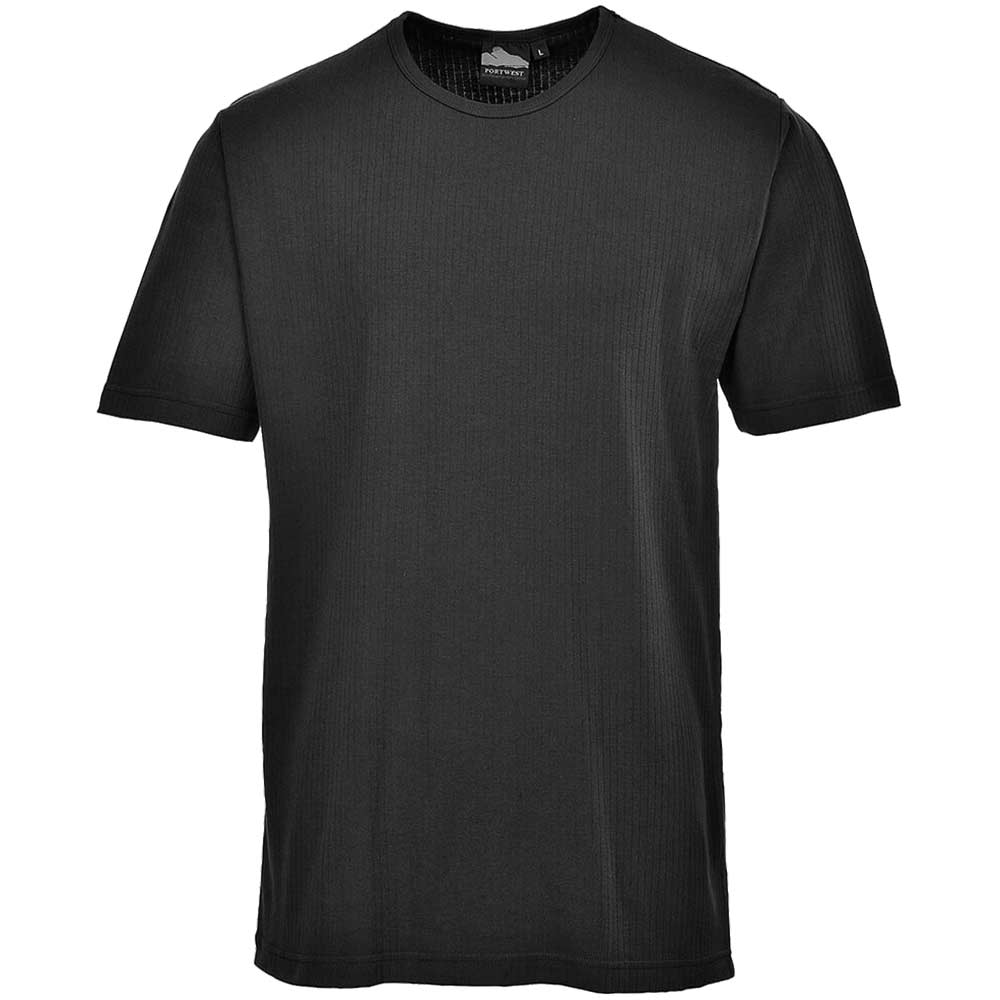 Image of Portwest Thermal Short Sleeve T Shirt Black L