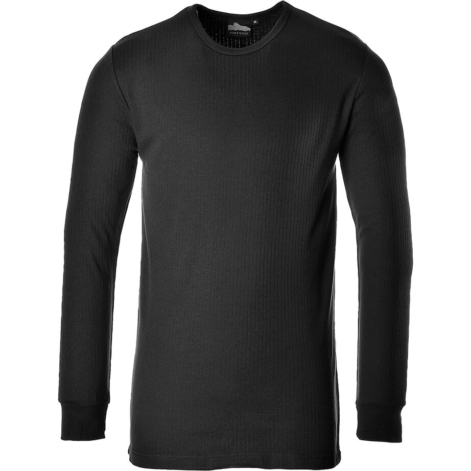 Image of Portwest Thermal Long Sleeve T Shirt Black 4XL