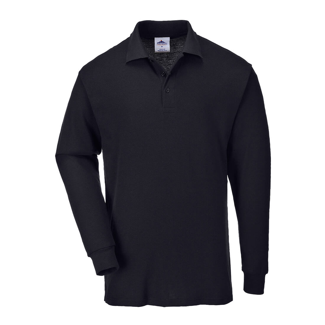Portwest Mens Genoa Long Sleeved Polo Shirt Black XS