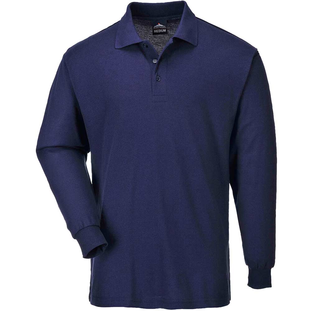 Photo of Portwest Mens Genoa Long Sleeved Polo Shirt Navy M