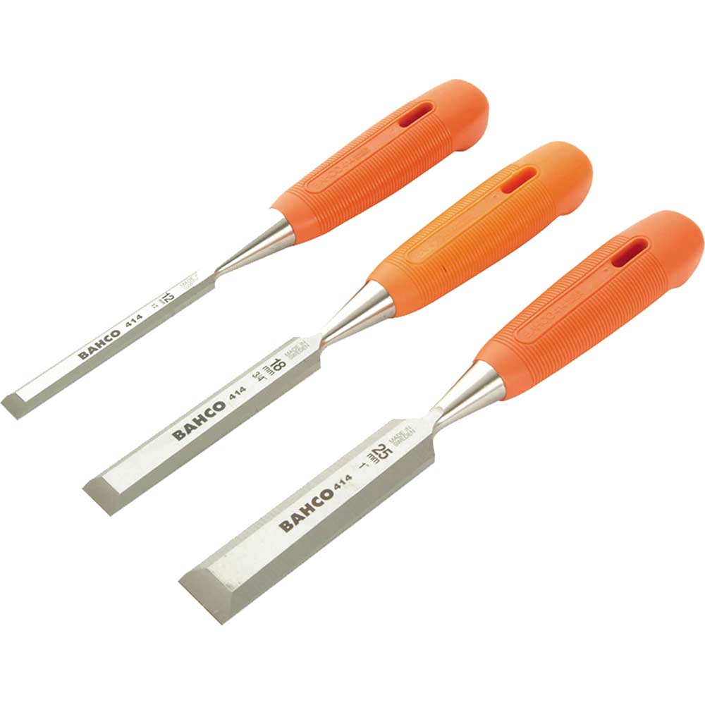 Image of Bahco 414 3 Piece Bevel Edge Wood Chisel Set