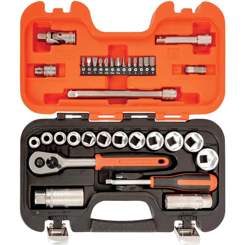 Image of Bahco S330 34 Piece 1/4" and 3/8" Drive Socket Set Combination