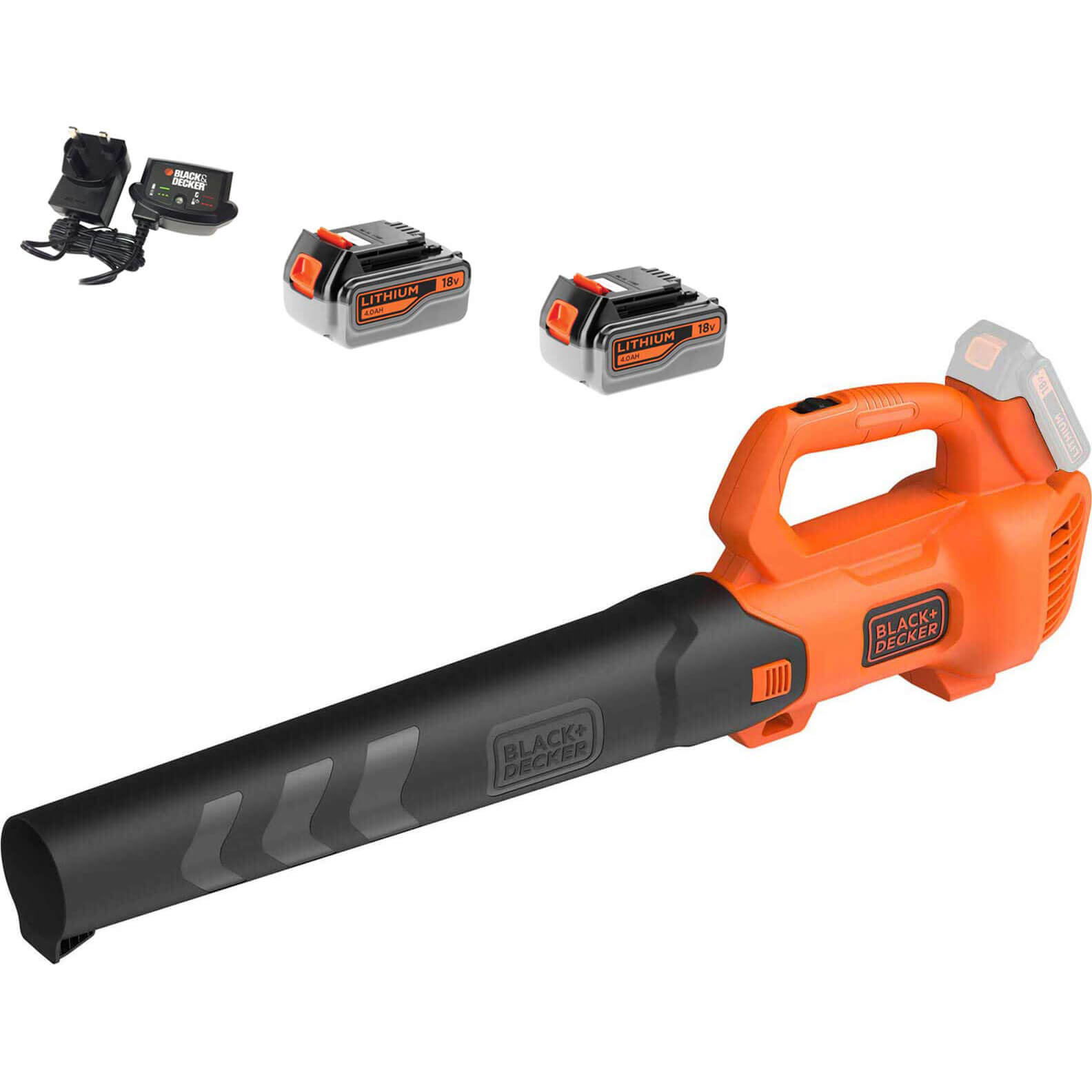 Image of Black and Decker BCBL200L 18v Cordless Axial Garden Leaf Blower 2 x 4ah Li-ion Charger