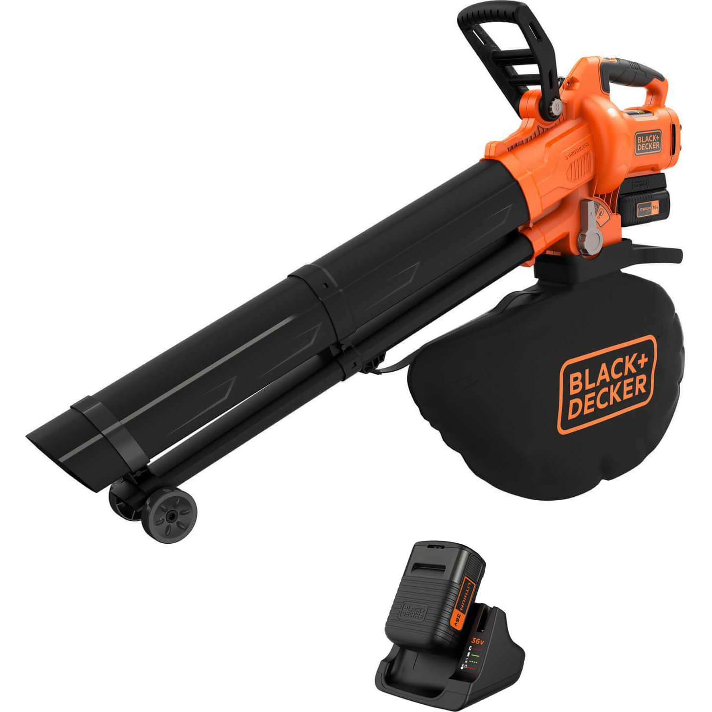 Image of Black and Decker BCBLV36 36v Cordless Garden Vacuum and Leaf Blower 2 x 2ah Li-ion Charger