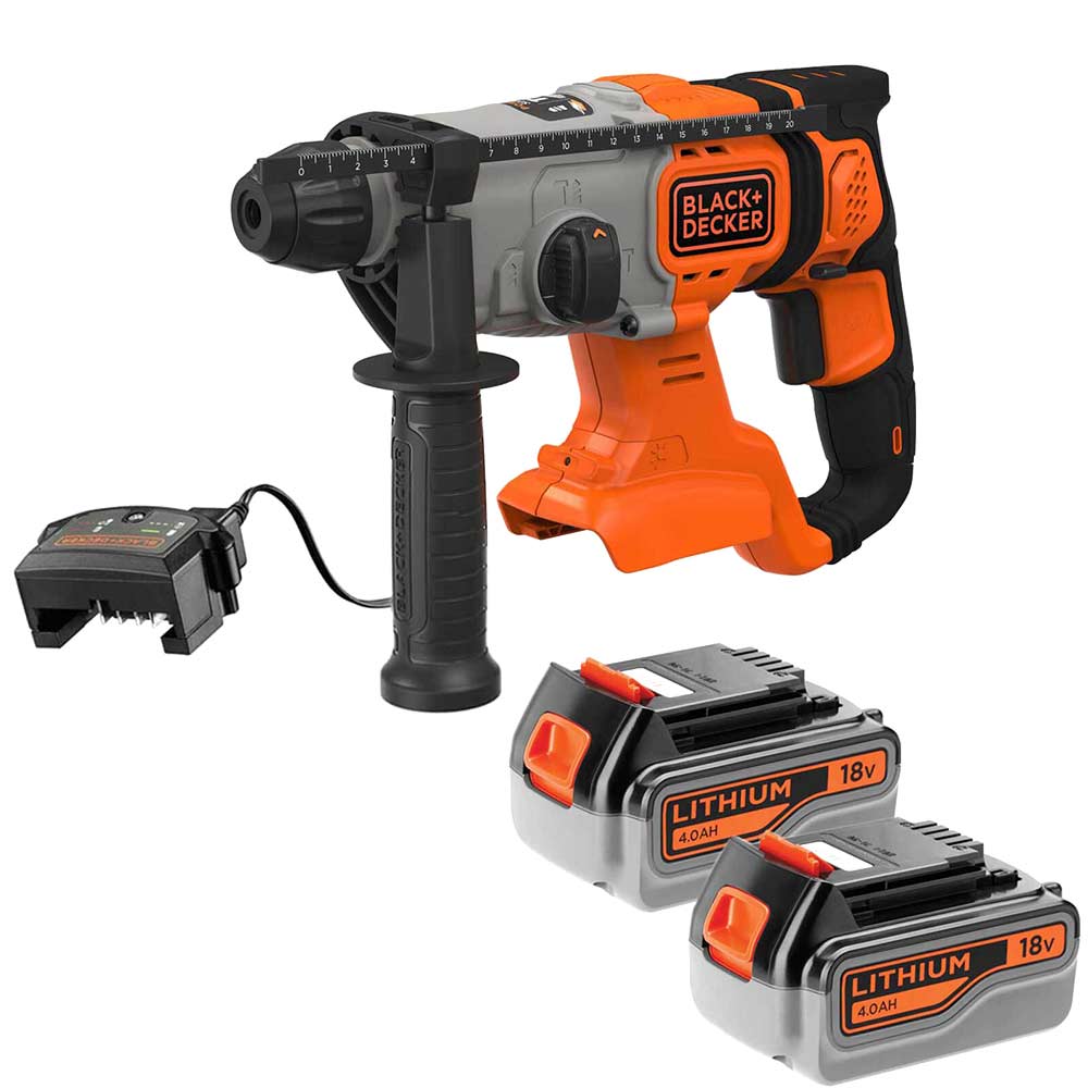 Image of Black and Decker BCD900 18v Cordless SDS Plus Hammer Drill 2 x 4ah Li-ion Charger No Case