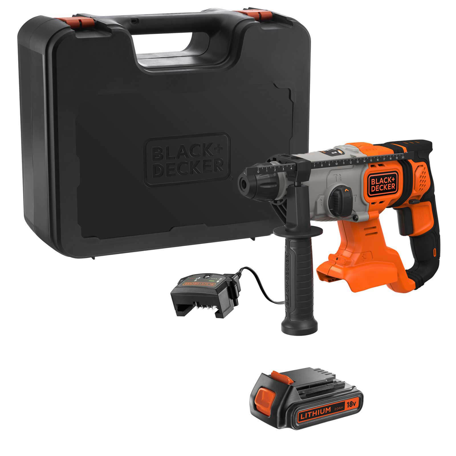 Image of Black and Decker BCD900 18v Cordless SDS Plus Hammer Drill 1 x 2ah Li-ion Charger Case