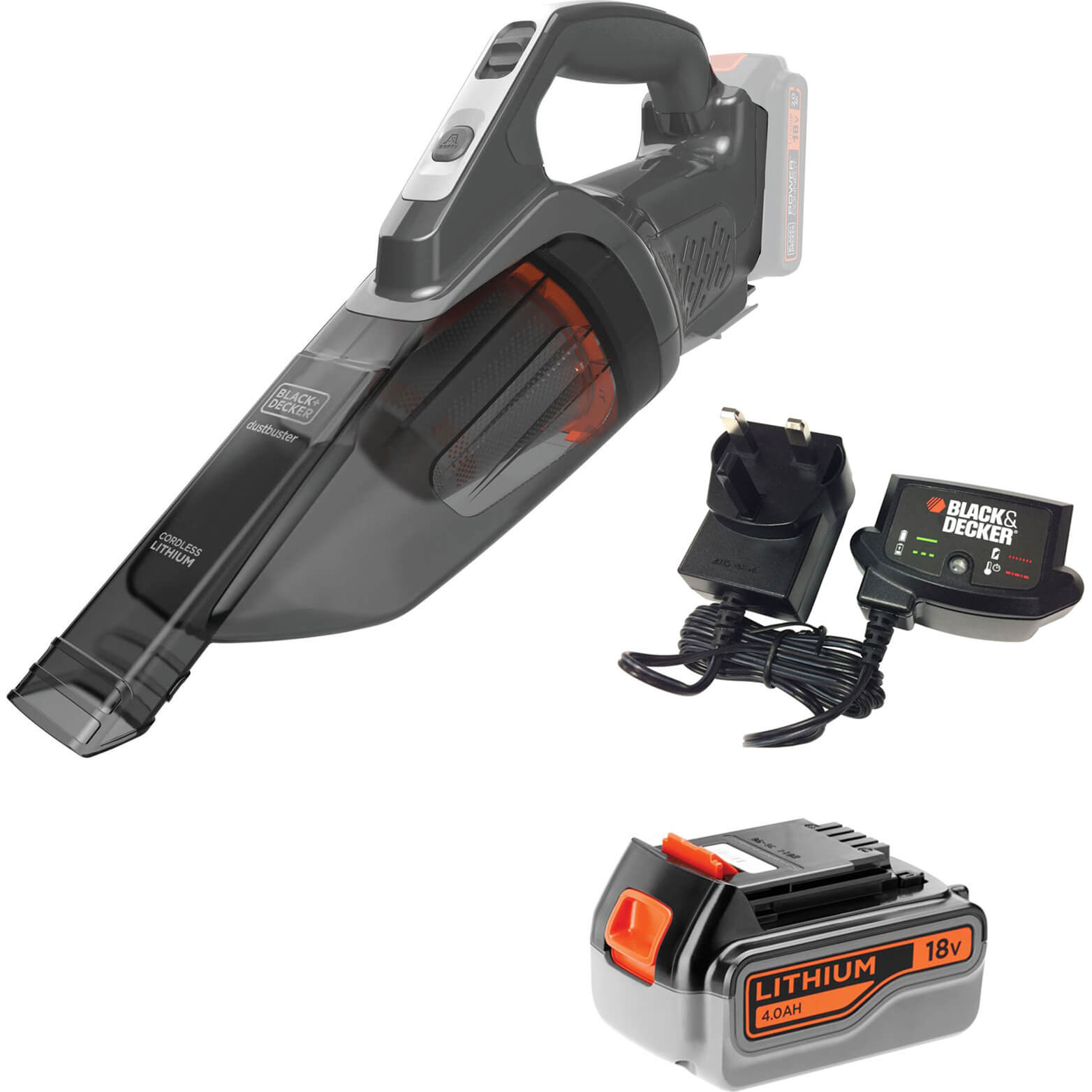Black and Decker BCHV001 18v Cordless Hand Dustbuster 1 x 4ah Li-ion Charger No Case