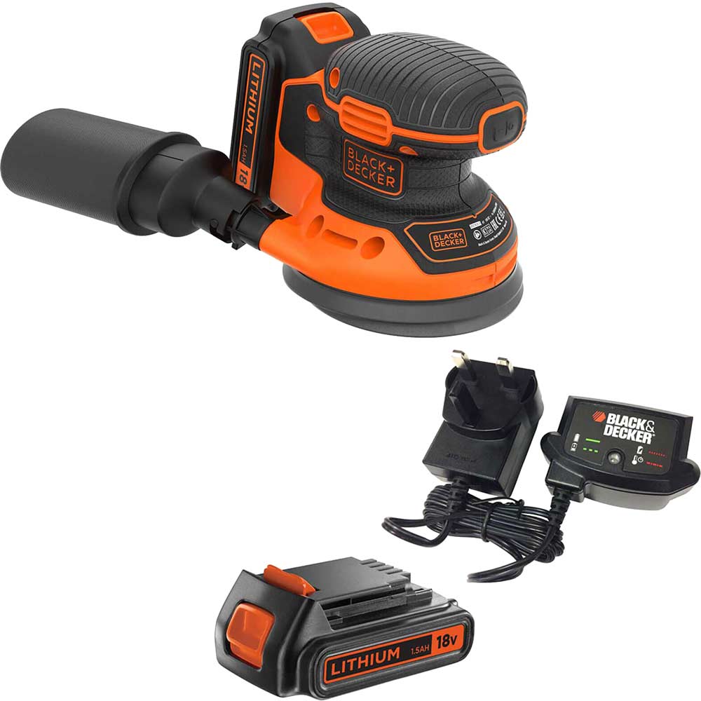 Photo of Black And Decker Bdcros18 18v Cordless Disc Sander 125mm 2 X 1.5ah Li-ion Charger No Case