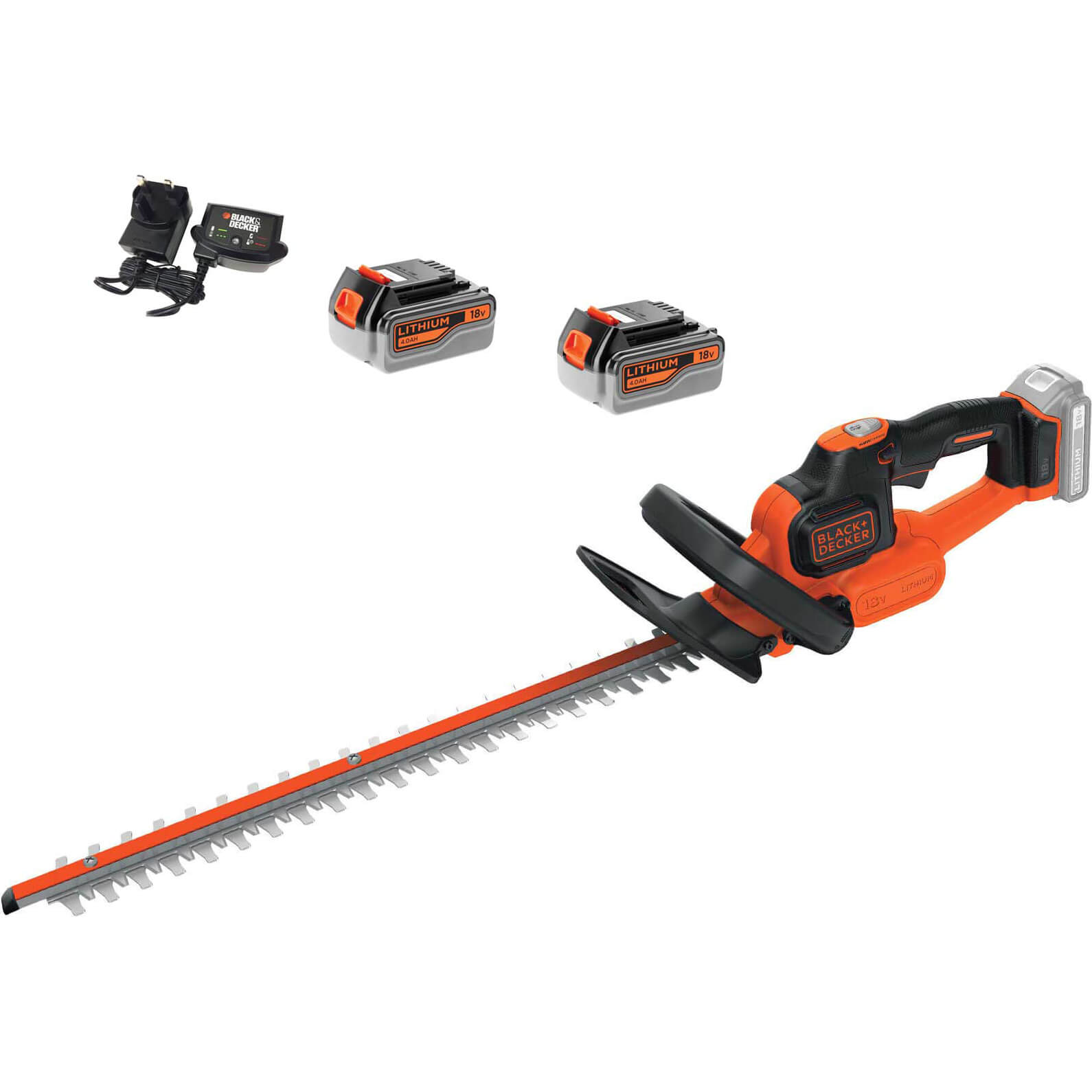 Image of Black and Decker GTC18452PC 18v Cordless Hedge Trimmer 450mm 2 x 4ah Li-ion Charger